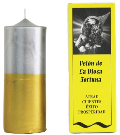 Velone preparato Dea Fortuna - Rituale con candela dorata per attirare denaro, clienti e prosperità | Candela esoterica per affari e vendite | Fatto a mano con erbe | Istruzioni e preghiera incluse