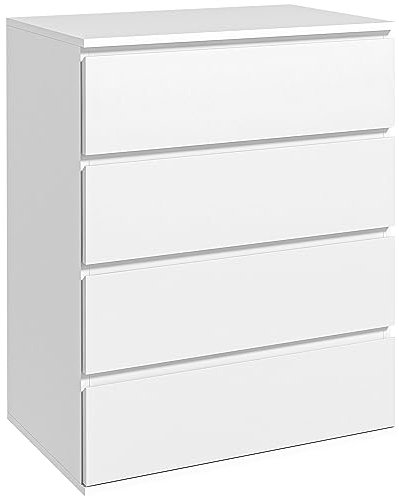 HOMCOM Commode 4 tiroirs Commode Chambre Meuble de Rangement épuré Style Moderne avec mécanisme de Fermeture en Douceur, pour Chambre à Coucher, Salon - 60 x 40 x 80 cm, Blanc