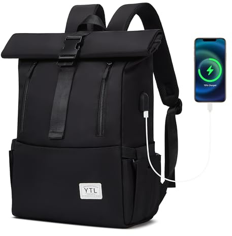 YTL Wasserdichter Wanderrucksack für Herren Damen 40L leichte Outdoor-Tasche Rucksack geeignet für Reisen und Camping，Elegant Dunkel Schwarz