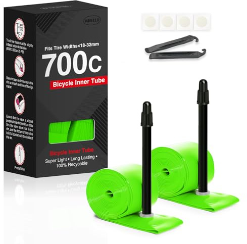 Hycline 2er-Pack TPU Fahrrad Schlauche: 700x18-32C (28 Zoll) Rennrad Unisex Ultraleichter Schlauch Presta-Ventil 45mm/65mm/85mm with 2 Reifenheber