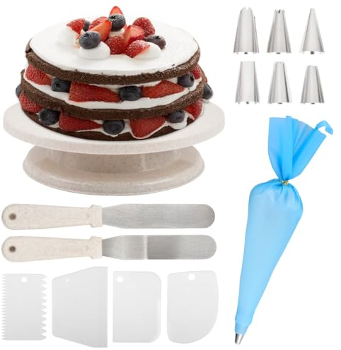 BATINO Tortenplatte Drehbar, Tortendrehscheibe, Kuchen Drehplatte, Drehbarer Tortenständer, Drehteller Torte, Tortendrehteller, Torten Drehplatte, Torten Zubehör für Anfänger und Profis