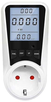 XOIIIQND Digital Wattmeter AC Power Socket Power Meter Electricity Usage Monitoring Socket Kilowatt Voltage Meter with Backlight(EU Plug)