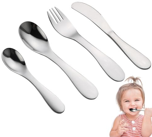 Ruwshuuk Set De Couverts | Ustensiles de Table Réutilisables,Ustensiles en Acier Inoxydable pour Bébé, Accessoires de Voyage Léger pour Goûters et Repas Quotidiens