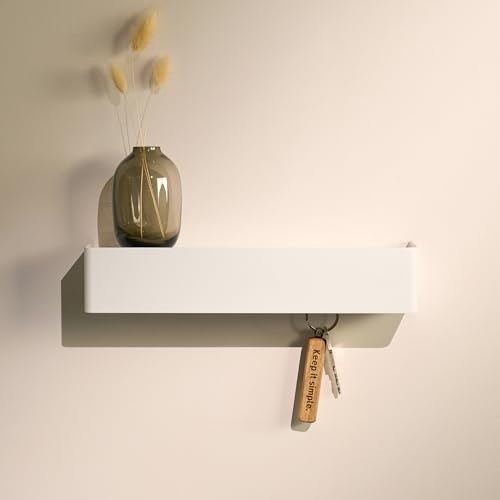 Design Amburgo Portallaves moderno | Ganchos para llaves de pared | diseño minimalista | Colgar llaves entrada con repisa | Diseño minimalista (Blanco Mate)