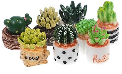 Toyvian 8pièces Mini Cactus Pot Lot de Plantes Artificielles Plantes Miniatures Décoration Maison De Poupée Objets Miniatures