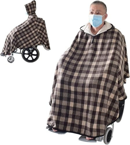 Rollstuhldecke Rollstuhl-Umhang For Ältere Menschen, Universeller Rollstuhl-Schal Mit Kapuze, Winter-Poncho,Rollstuhl-Ganzkörperdecke Für Rollstuhlfahrer,Winddicht,Waschbar,Angenehm Zu Tragen