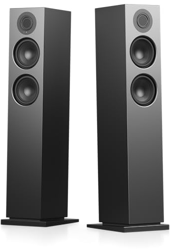 Audio Pro A48W - Altoparlanti stereo multiroom attivi da pavimento, 320 W, classe D, HDMI ARC, Optical & RCA, AirPlay 2, Google Cast, 870 × 215 × 265 mm (coppia) (nero)