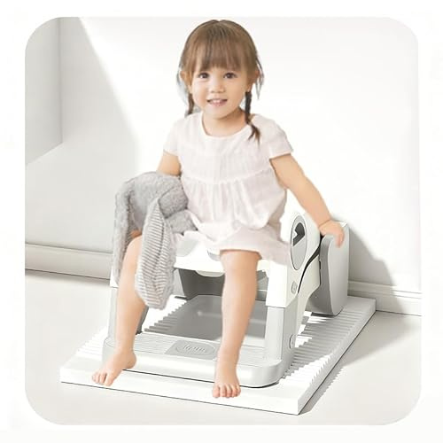Kinder-Toilette, Toilettensitz mit Stufen, in I Toilettentopf, rutschfest, Adapter für Kinder, Baby, Sitzverkleinerung, höhenverstellbar und faltbar, 3 in 1 (grau)