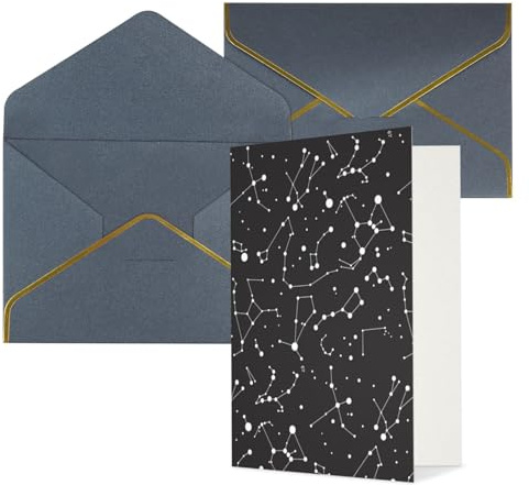 Cartes de vœux imprimées pour toutes les occasions, motif constellation étoilée, intérieur vierge, avec enveloppe, adaptées pour les amis et la famille