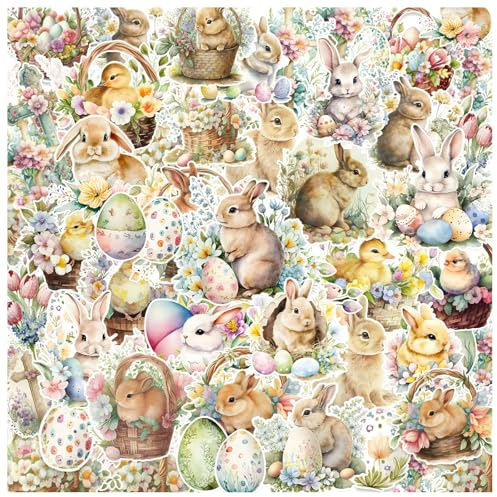 500 Stück Oster Sticker Set | Süße Osterhasen, Ostereier & Küken Aufkleber | Wasserfeste Aesthetic Vinyl Sticker für Scrapbooking, Journal, Laptop & DIY Deko | Frühlingsdeko Kinder & Erwachsene