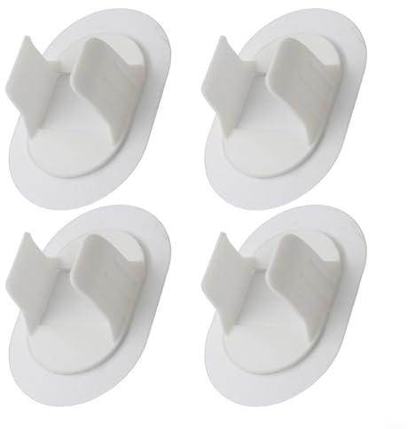 4 unidades de manguera de desagüe para lavadoras, soporte de pared, sin taladrar, abrazadera de plástico blanco para mangueras de 3-3,8 cm, sujeción segura, orden en el sótano, fácil montaje