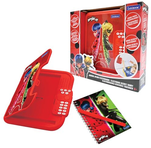 Lexibook, Miraculous, Diario Electrónico Secreto, SD50MILXB | Boli y cuaderno incluidos, interactivo, con contraseña, efectos sonido, rojo