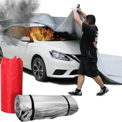 ANXYYDS Manta ignífuga de Emergencia Reutilizable para Coche, Mantas extintoras de Primeros Auxilios para vehículos eléctricos/de Gasolina, Manta para Refugio contra Incendios 6x8m