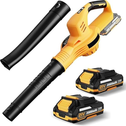 Soffiatore di fogli senza fili, 21 V, 3000 W | con 2 batterie 2.0 Ah/21 V, 2 velocità (200 km/h Max), per prato, soffiaggio della neve e rimozione della polvere