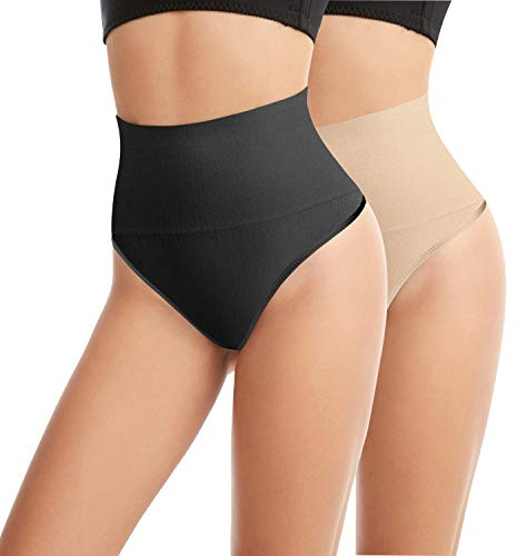 L&K-II Damen Nahtlos Mieder String Bauchweg VDU3601 Schwarz+Hautfarben Gr. L/XL