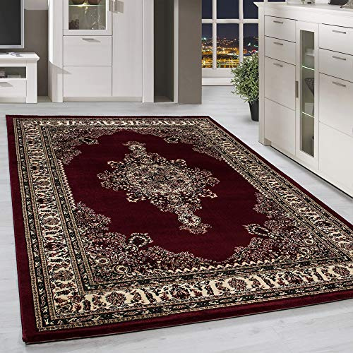 HomebyHome Tapis Poils Courts Orient Ornament Concevoir de Bordure Noble Salle de séjour Haute Finition Doux Grand Rectangulaire Coureur Rouge, Taille:160x230 cm