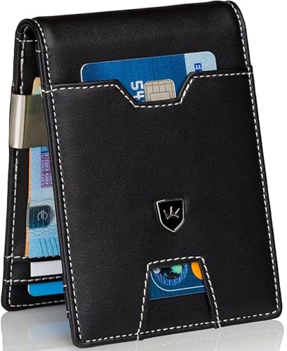 Kronenschein® Slim Wallet mit Münzfach & RFID Schutz I Geldbörse Herren & Damen klein I Portmonee mit Geldklammer I Mini Geldbeutel Karten Portemonnaie