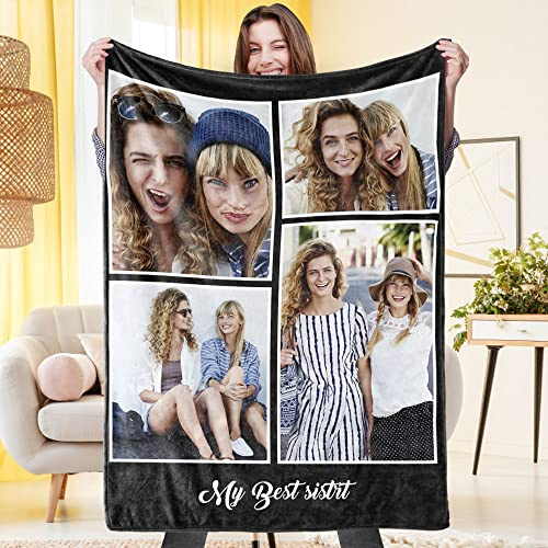 VEELU Fotodecke mit Eigenem Foto Name Super Weich - Decke Selbst Gestalten Bedrucken Lassen Kuscheldecke Personalisierte Geschenk für Freunde Familie Geburtstag Weihnachten 152 x 203cm