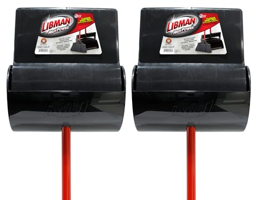 Libman Commercial 917 Lobby Dust Pan and Broom Set (Closed Lid), Black/Red (Pack of 2)