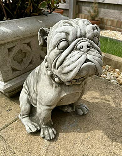 Statua di Bulldog inglese britannico | animale cane cucciolo ornamento giardino all'aperto