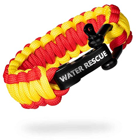 Life is Simple | Paracord överlevnadsarmband | Water Rescue gul, röd | justerbar stängning | för utomhus, camping, vandring