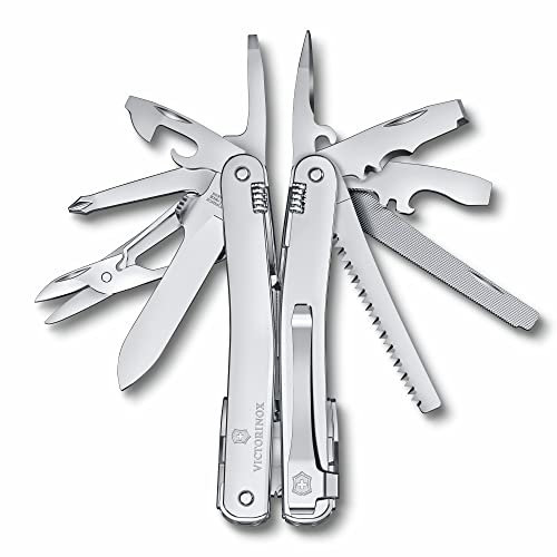 VICTORINOX Coltellino Svizzero Swiss Tool Spirit MX Clip, 24 Funzioni, Multi-strumento con Pinza, Cacciavite, Apriscatole, Argento