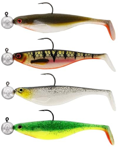 Westin Shadteez RNR 9cm 4/0 10g - 4 Gummifische + Jighaken, Farbe:4 Farben wie abgebildet