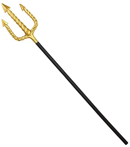 iiniim Halloween Dreizack 122cm Neptun-Dreizack Teufelsgabel Poseidon Dämon Teufel Maskerade Fasching Karneval Kostüm Zubehör Gold&Schwarz One Size