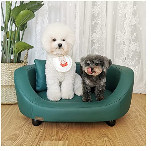 LCYDMJ Haustier Sofa Hochwertiges Haustier-Schlafsofa Aus PU-Leder, Luxus-Hundesofa Mit Massivholzrahmen, Geeignet Für Mittelgroße Und Kleine Hunde Und Katzen, Mit Wurfkissen (Color : Style3)