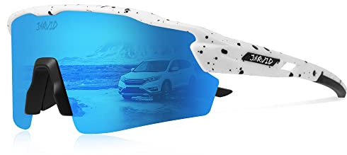 JARVID Polarisierte Fahrradbrille mit 4 Wechselgläsern Sportbrillen für Damen Herren Laufen Baseball Angeln Fahren JVD02