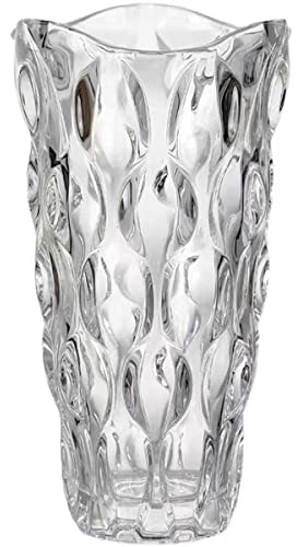 CEMABT Botella de florero de vidrio engrosado de 3.4 lbs, exquisito estilo soplado a mano de lujo, decorativo para arreglos florales, bodas, decoración del hogar u oficina (Transparente)