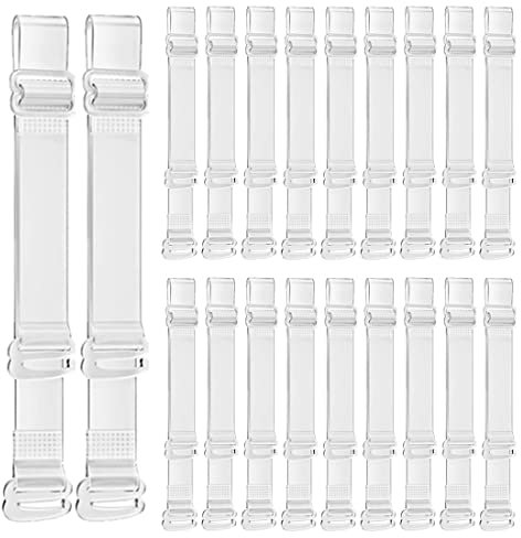 BODYA 10 paia di cinghie trasparenti per reggiseno, trasparenti, di ricambio, invisibili, antiscivolo, regolabili, per reggiseno senza spalline, Trasparente, 10 mm