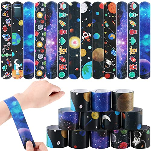 30 Piezas Pulsera Bofetada Niños Espacio Relleno Piñatas de Cumpleaños Infantil Espacial Pulseras Regalos Fiesta Detalle Cumpleaños Niños Pulsera Slap Astronauta