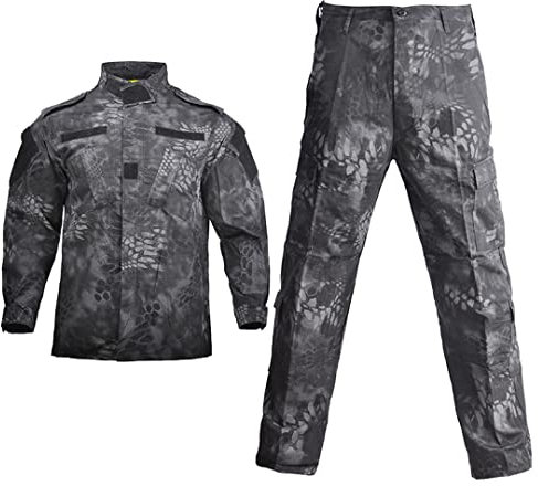 Suwequest Militäruniform Camouflage Taktische Anzüge Herren Anzug Kampfhemd Hose Set Militar Soldat Kleidung Black Python XXL-(100-110kg)