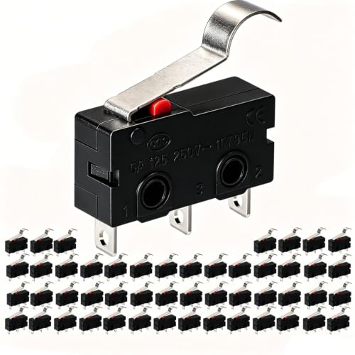 VISSQH 50 Pezzi Mini Interruttore a Levetta SPDT Finecorsa Micro Finecorsa 3 pin 250 V 5A SPDT 1NO 1NC