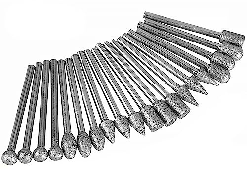 Diamant-Schleifkopf-Frässtifte, 3 mm, Diamant-Drehfräser, Montierungspunkt-Set, 20 Stück, Zylinderkopf, Diamant-Frässtifte für Heimwerker-Schleifen, Polieren, Schleifen