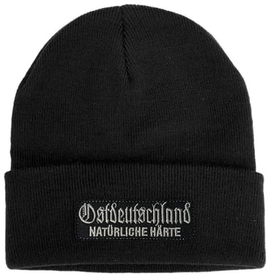 No Face No Name Mütze Ostdeutschland Natürliche Härte in schwarz I Unisex I bestickter Aufnäher I Beanie Strickmütze Wintermütze