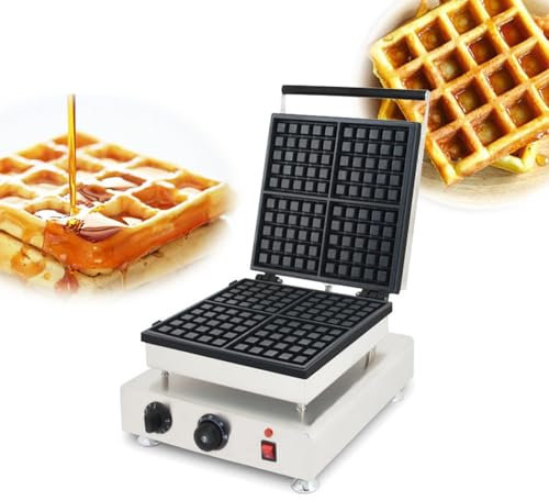 Classic Waffle Maker Electric Waffle Machine Waffle Iron For 4 Belgian Waffles Heavy Baking Plates With Non-Stick Coating Temperature Control For Extra Thick Square Belgian/Brussels Waffles