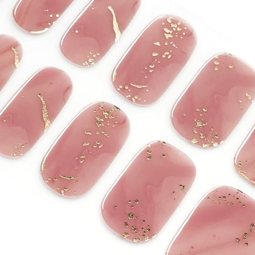 DANNI & TONI Halb ausgehärtete Gel Nagelfolien (Rose Gold) Farbmischung braun Gold-Glitzer Glänzend Nagelset uv Gel Nagelfolie Nageldesign Nagelfolie Selbstklebend Wraps 28 Aufkleber