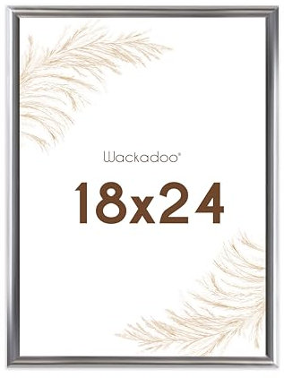 Wackadoo Bilderrahmen 18x24 Silber Fotowand Fotorahmen mit Glasscheibe Kunststoff Picture frame