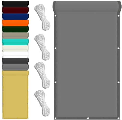 Toldo Rectangular 80 x 800 cm Impermeable Toldos Vela Baratos Rectangular con Protezione UV PES e Accessori di Montaggio para Parque Césped Patio Jardín Terraza Camping, Gris Claro