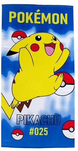 Theonoi Kinder Handtuch Badetuch Strandtuch Duschtuch für Mädchen und Jungen 100% Baumwolle 70x140 cm (Pokemon)