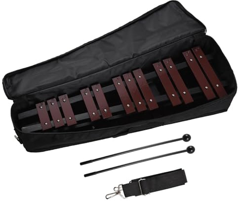 Professional Xylophone 30-Noten-Glockenspiel Faltbares Xylophon Holzrahmen Aluminiumstangen Schlaginstrument Musikinstrument Mit Tasche Schwarz Kaffee(Coffee)