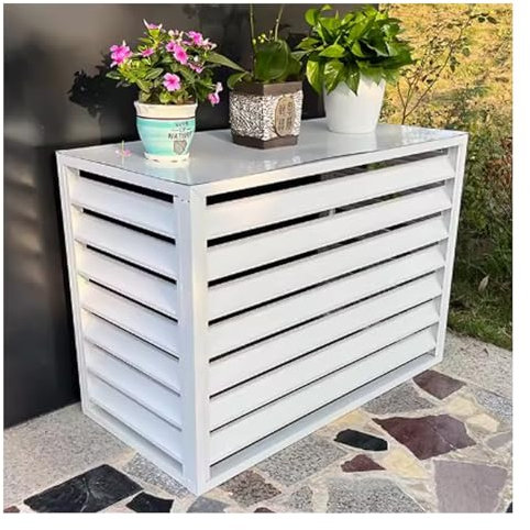 Cache Climatiseur Exterieur Aluminium ,Cache Pompe A Chaleur Extérieur ,cache Clim,Étanche À La Poussière Et À L'eau,cache Clim ,Convient Pour L'intérieur Et L'extérieur(Wit,100*50*70cm/40*20*28in)