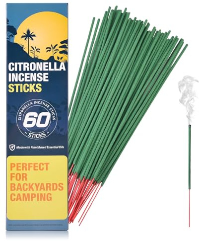 Citronella Räucherstäbchen 60 Stück pro Box - Citronella Räucherstäbchen für Camping, Terrasse, Wandern, etc