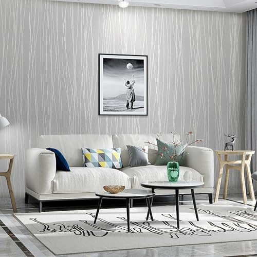 Anttyscar Grey Wallpaper Grey Striped Wallpaper for Bedroom Modern Plain Thick Textured Embossed Wallpapers Free No Match Pattern for Adult Teenager Kid Living Room Hallway Lounge