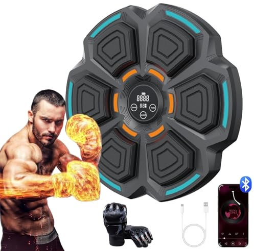 Euakee LED Music Boxing Machine Bluetooth Elektronische Boxmaschine mit Boxhandschuhen, Musik Box Maschine 9 Geschwindigkeitsmodi und Zählfunktion, Einfache Installation