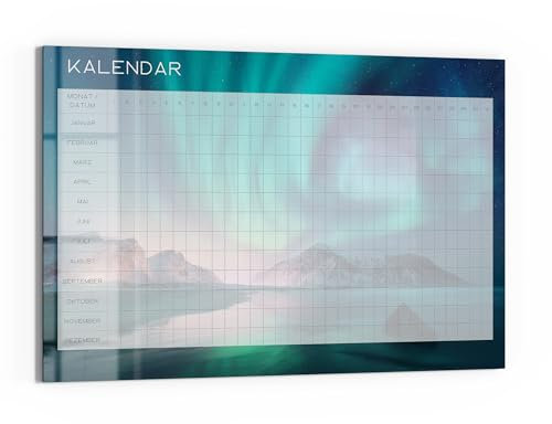 DEQORI Glas-Magnettafel | 60x40 cm cm groß | Motiv Kalendar Lichter (DE) | Memo-Board aus Glas | Magnetboard inkl. Magnete, Stift & Tuch für Küche & Büro | Tafel magnetisch & beschreibbar