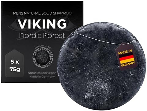 MEDUNA fast hårschampo Viking Nordic Forest – tallträdsdoft – hårtvål med ekologisk kokosolja & sheasmör – naturkosmetik hårvård – silikonfritt schampo – vårdschampo för alla hårtyper (375 g)