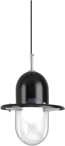 HMASNSEIY Lustre Soucoupe Volante Noir et Blanc de Style Simple - Lampes suspendues réglables en Verre et Fer avec Source Lumineuse E27 (Une Couleur)
